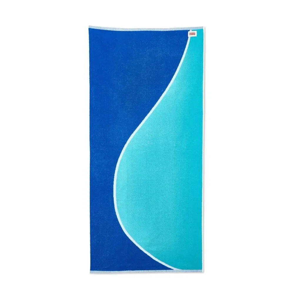 Solid & Striped Unisex Cotton Teal/Intarsia Blue Colorblock Pool Beach Towel